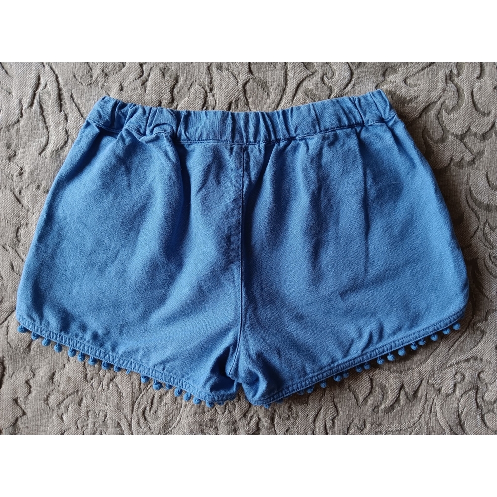 J. Crew Pom-pom Blue Linen Shorts - Picture 2 of 7